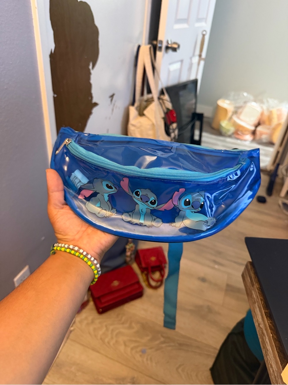 Disney Blue Stitch Vinyl Waist Bag with Character Print